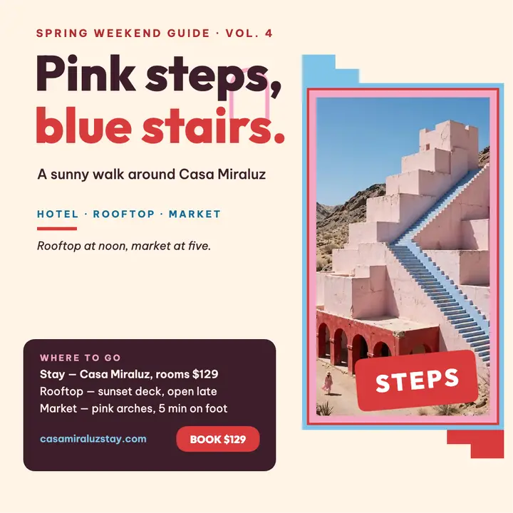 Casa Miraluz pink steps guide template