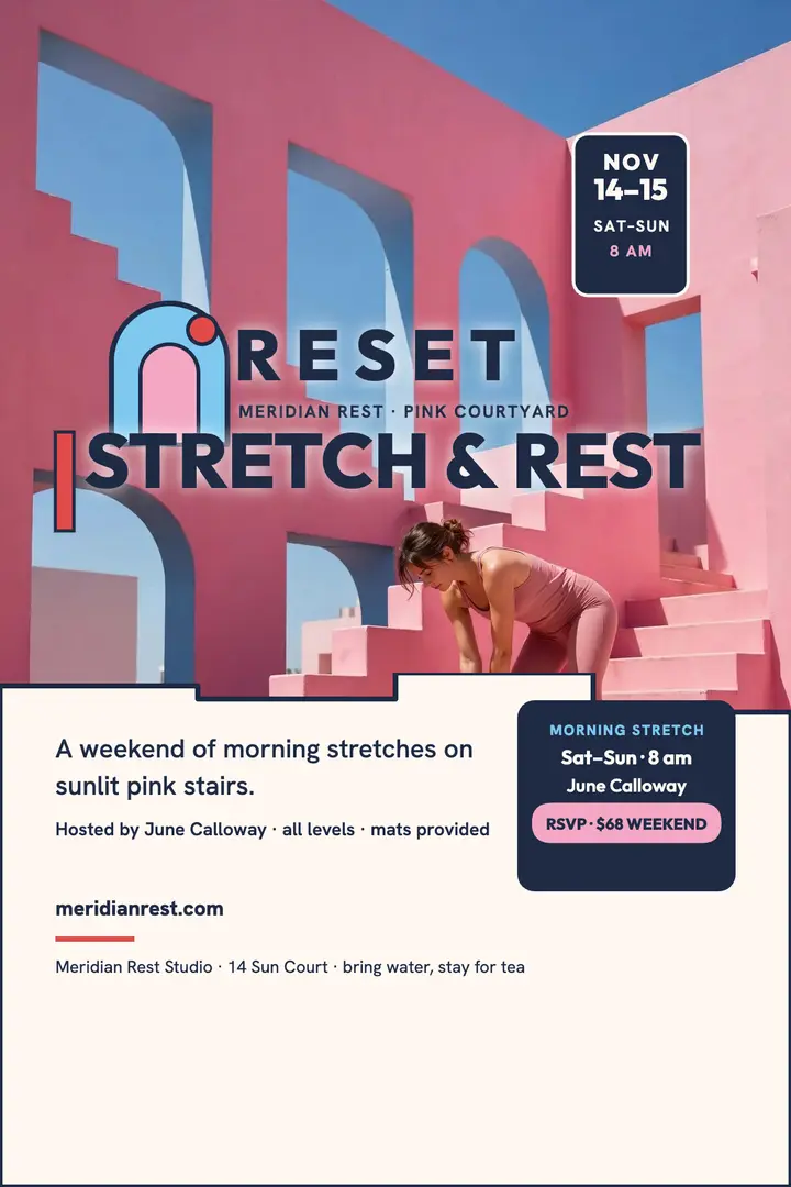 Meridian Rest pastel steps retreat poster template