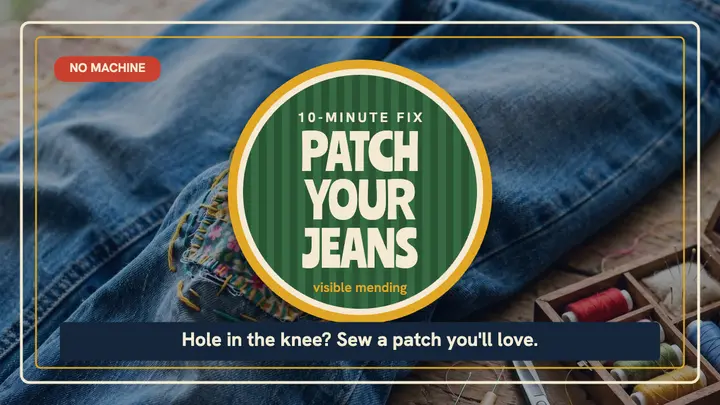 Patch your jeans tutorial thumbnail template
