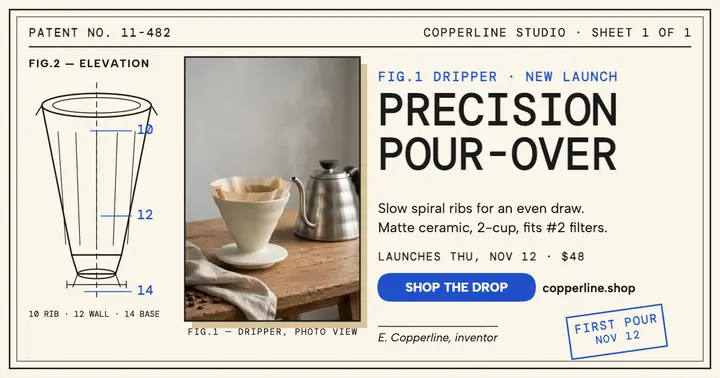 Copperline FIG.1 dripper patent launch post template