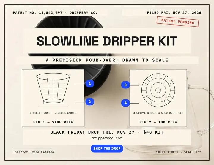 Slowline dripper kit patent launch flyer template