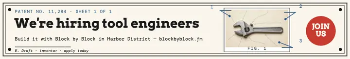 Block by Block hiring cover, patent tool: hiring cover patent template
