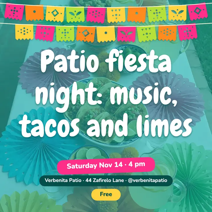 Verbenita Patio fiesta invitation, papel picado template