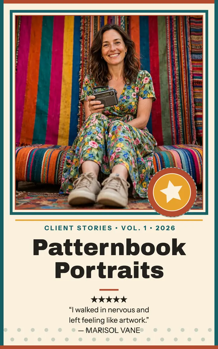 Patternbook Portraits client stories cover template