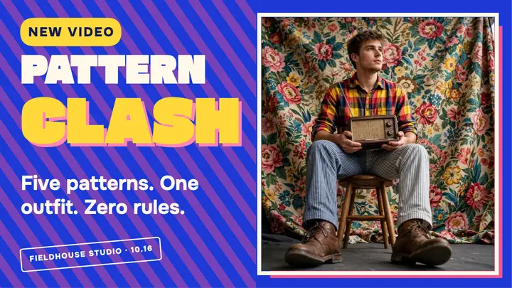 Fieldhouse pattern clash fashion thumbnail template