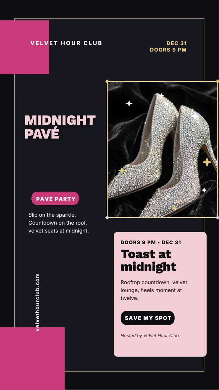 Midnight Pave heels New Year story template