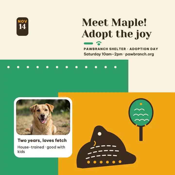 Pawbranch Shelter adoption day post template