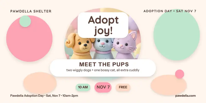 Pawdella shelter clay adoption day post template