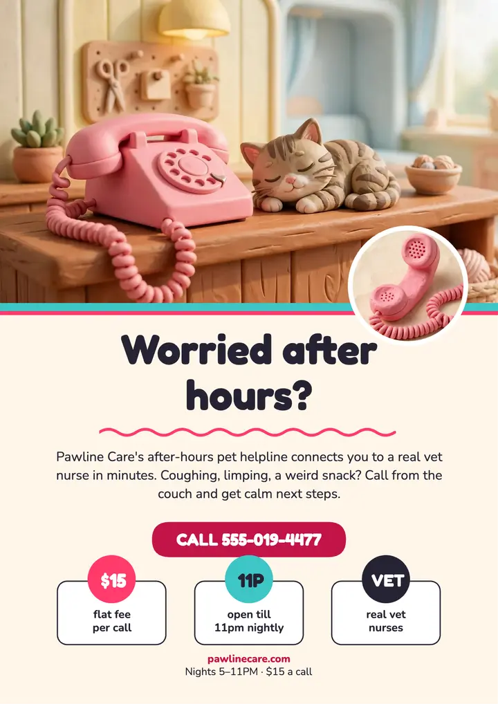 Pawline Care after-hours pet helpline flyer template