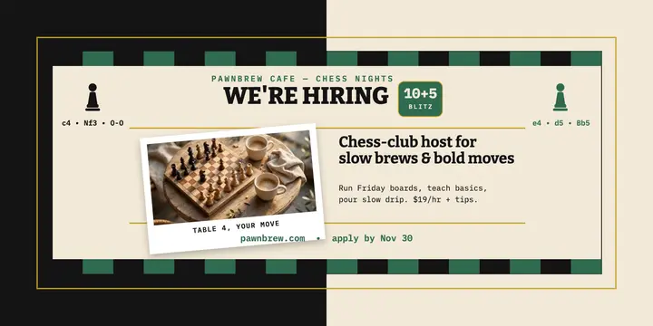 Pawnbrew chess-club host hiring post template