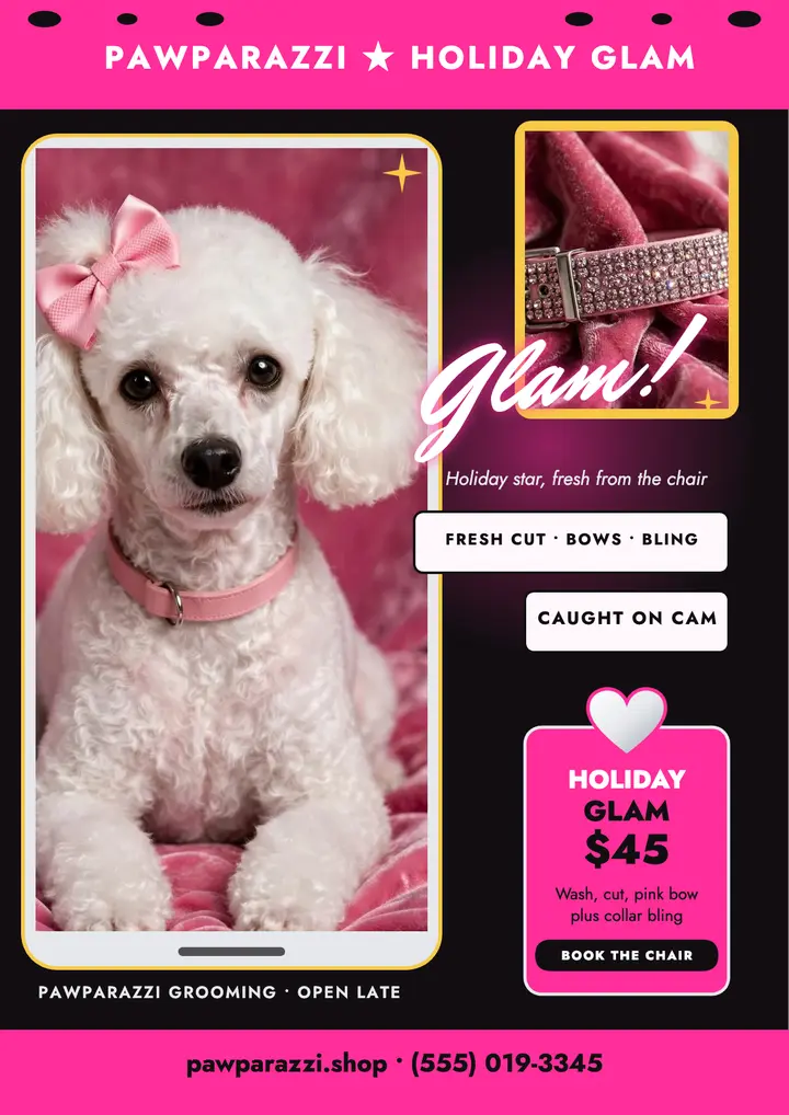 Pawparazzi Holiday Glam pup flyer template