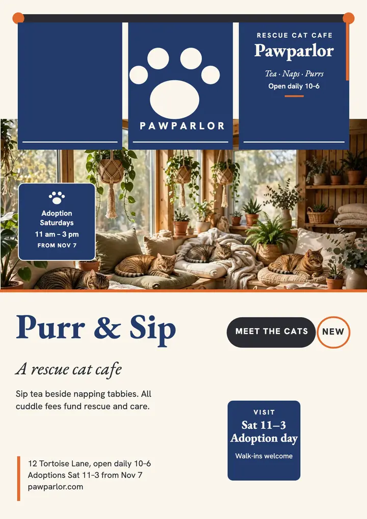 Pawparlor rescue cat cafe noren flyer template