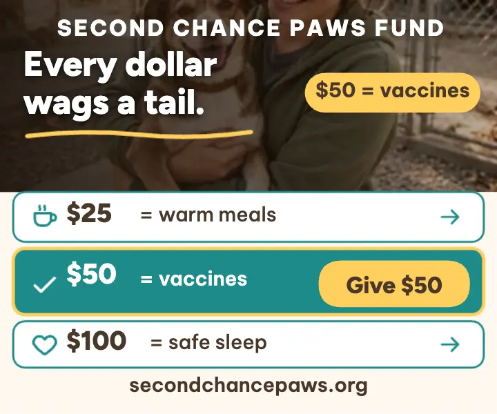 Second Chance Paws donation tiers rectangle template