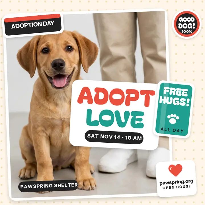 Pawspring shelter adoption day sticker post template
