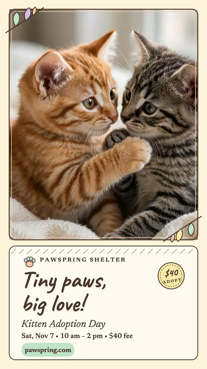 Pawspring kitten adoption story template
