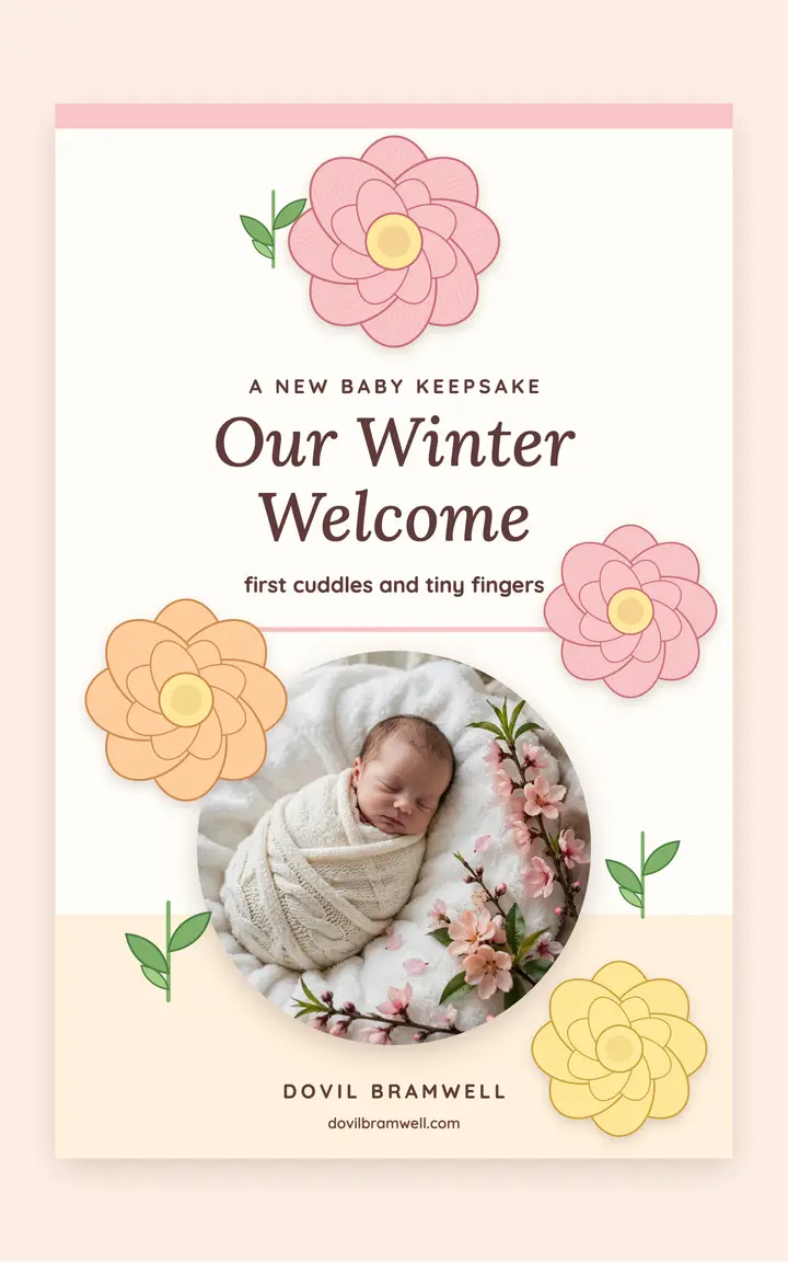 Our Winter Welcome baby keepsake cover template