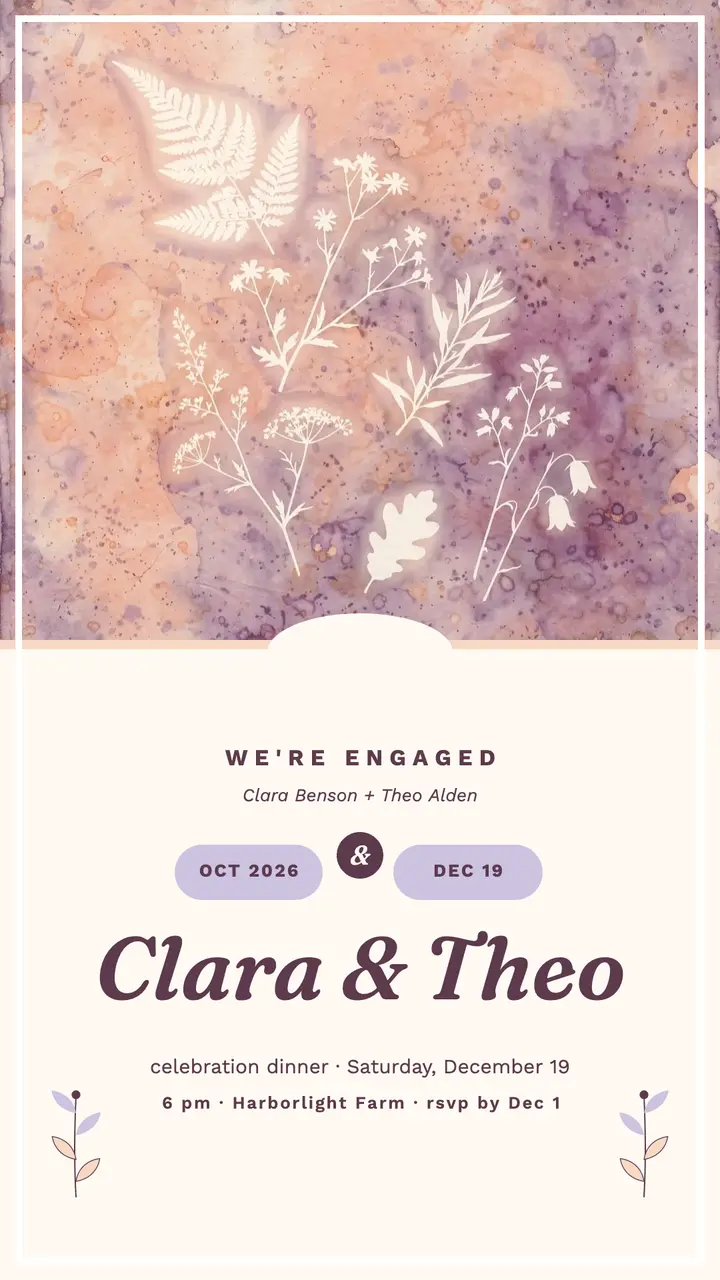 Peach bloom engagement story template