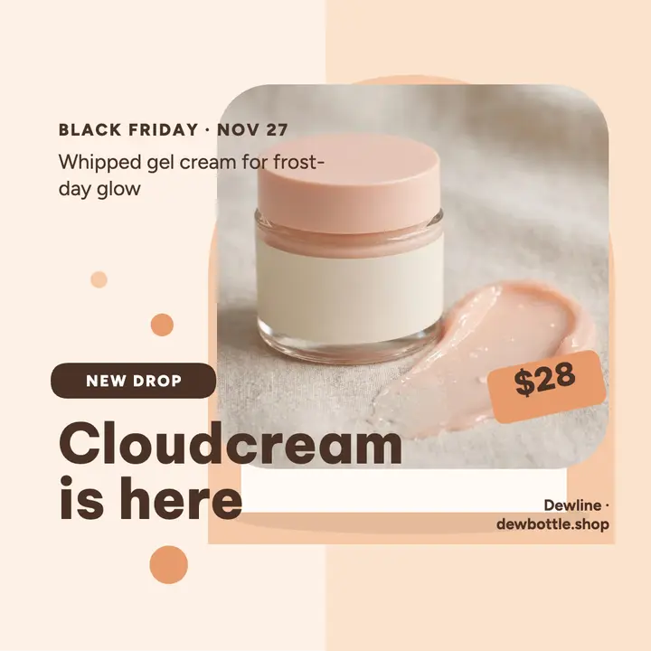 Dewline Cloudcream peach launch post template