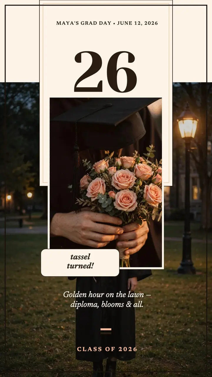 Maya's Grad Day peach glow story template