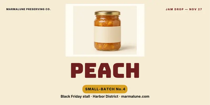 Peach jam drop poster, Marmalune template