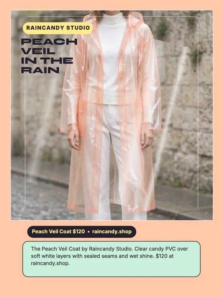 Peach Veil vinyl raincoat portrait template