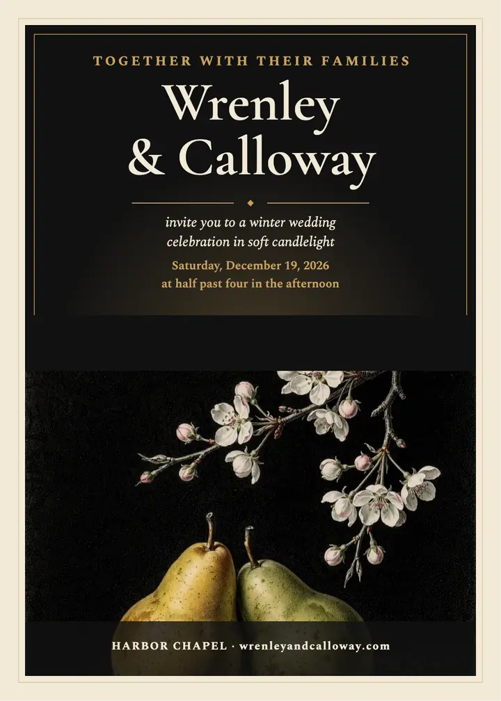 Wrenley and Calloway winter pear invitation template