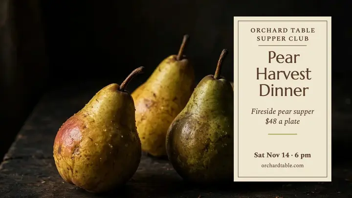 Orchard Table pear harvest dinner thumbnail template