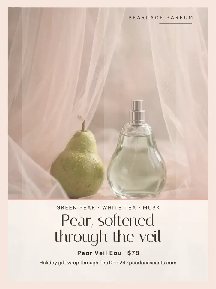 Pearlace pear veil perfume portrait template