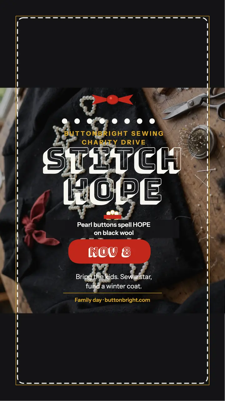 Buttonbright charity stitch drive story template
