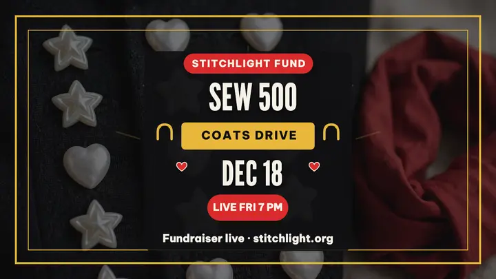Stitchlight sewing drive fundraiser thumbnail template