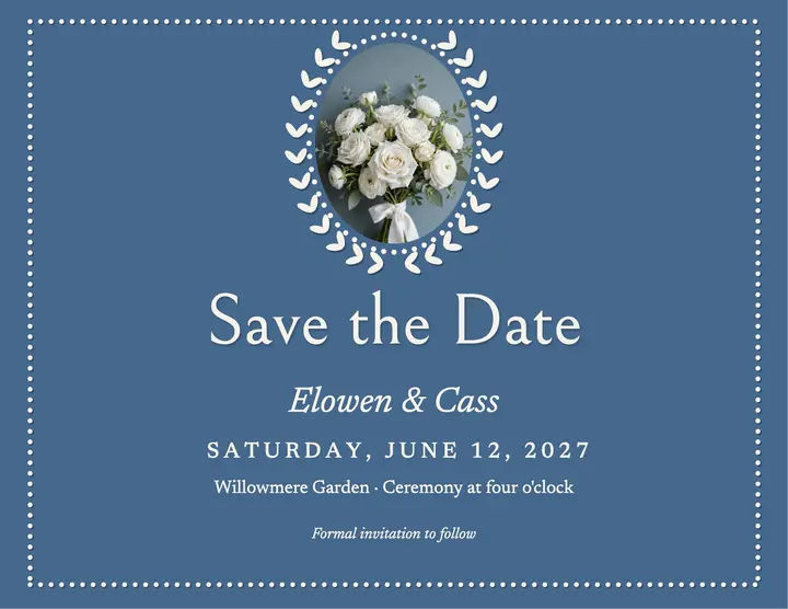 Elowen and Cass cameo save the date: save the date flyer template