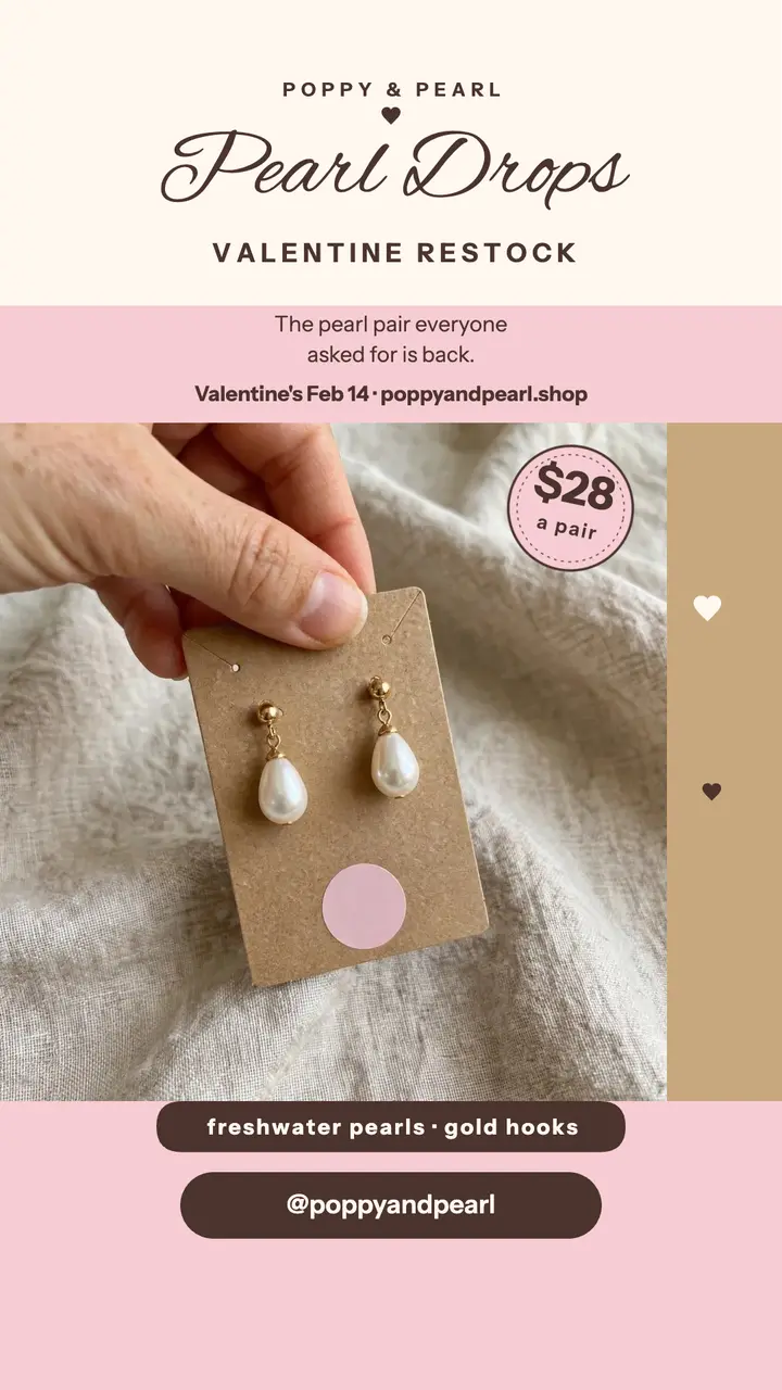 Poppy and Pearl pearl drop restock story template