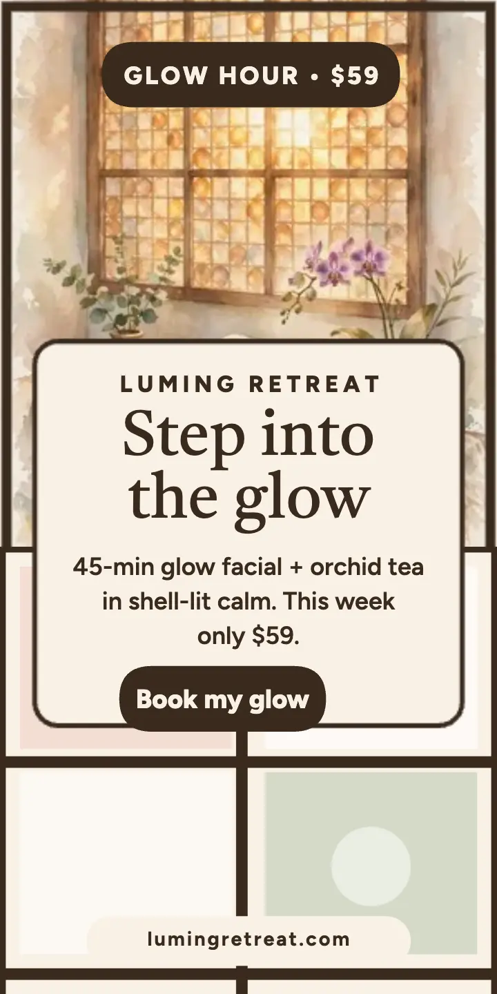 Luming Retreat glow spa half page ad template