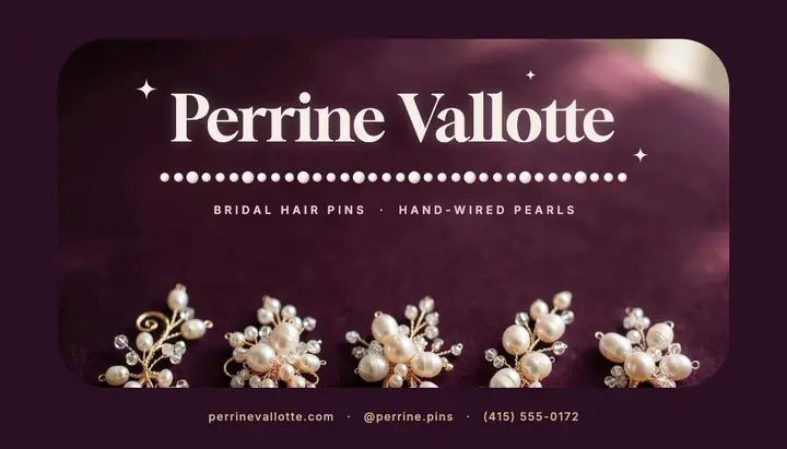 Perrine Vallotte pearl hair pins business card template