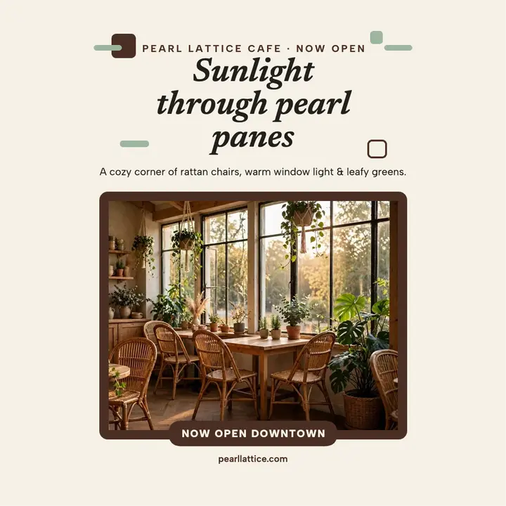 Pearl Lattice Cafe now open post: cafe now open post template
