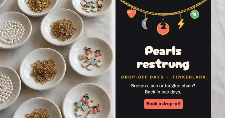 Tinkerlark pearl restringing facebook post template