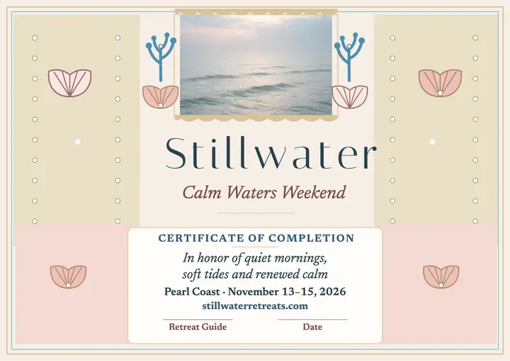 Stillwater Calm Waters completion certificate template