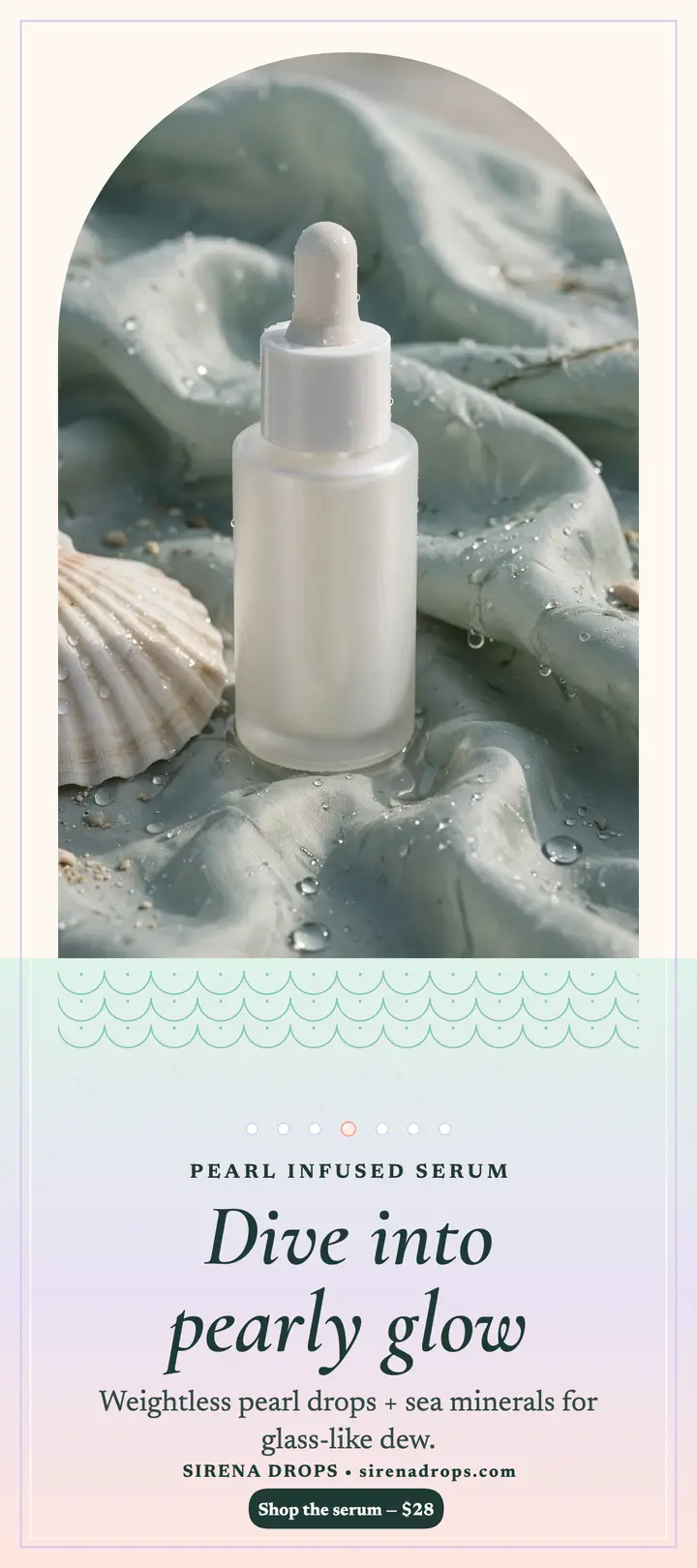 Sirena Drops pearl serum rack card template