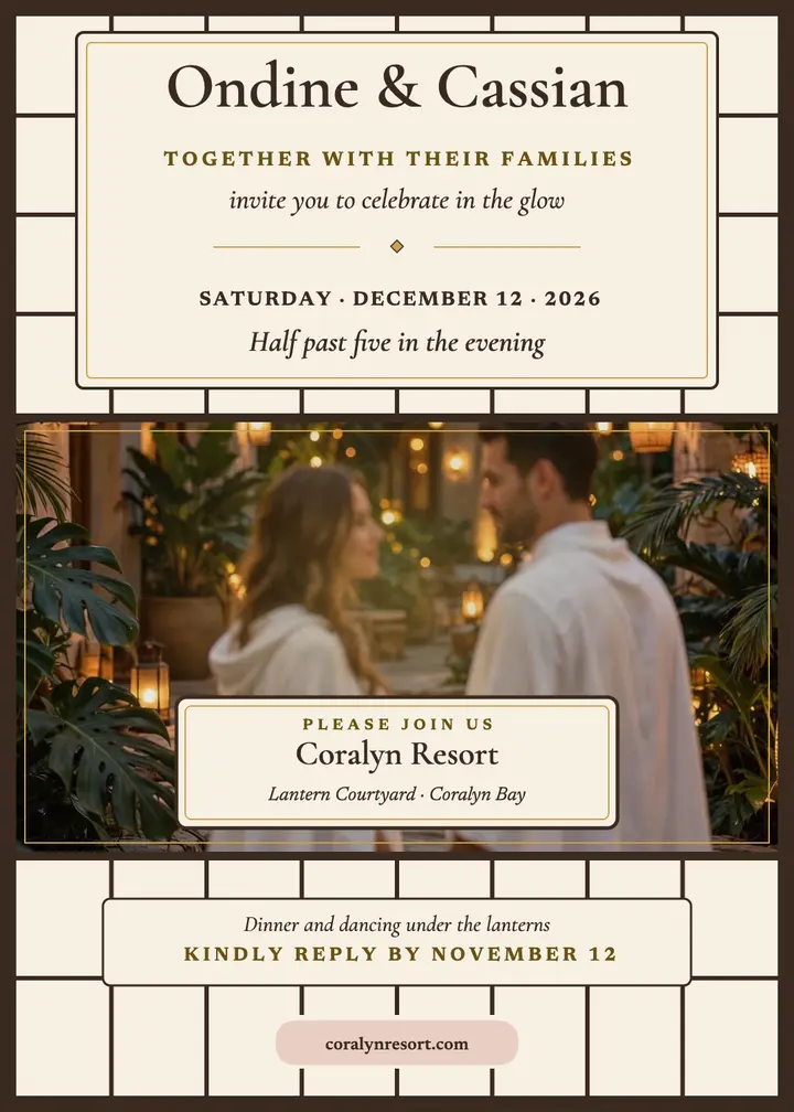 Ondine and Cassian pearl shell invitation template