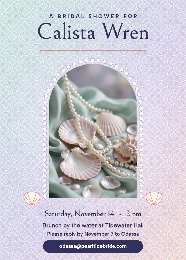 Pearl and tide bridal shower invitation template