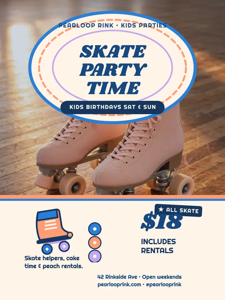 Pearloop Rink skate party portrait template