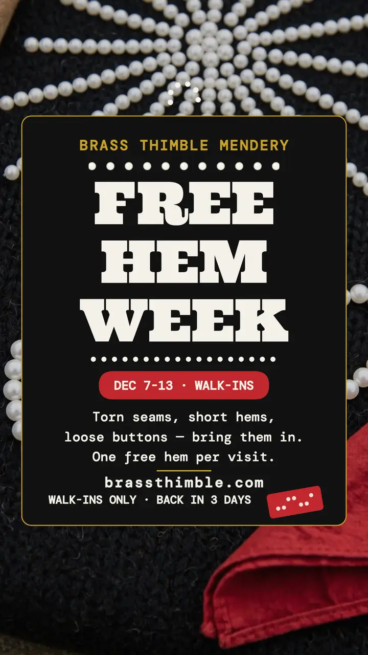 Brass Thimble free hem week story template