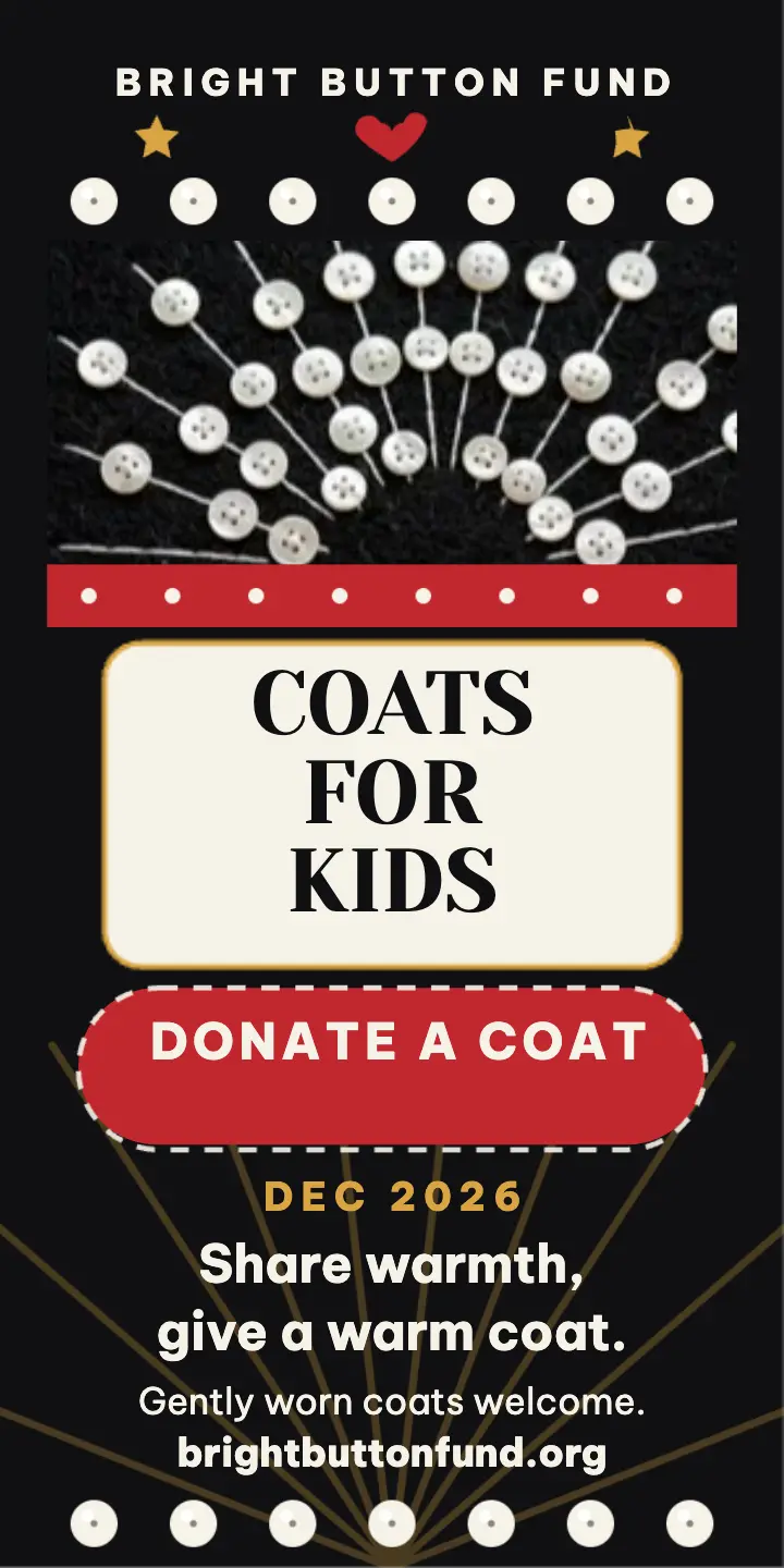 Pearly charity coat drive half-page ad template