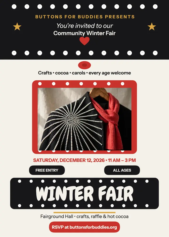 Buttons for Buddies winter fair invite template