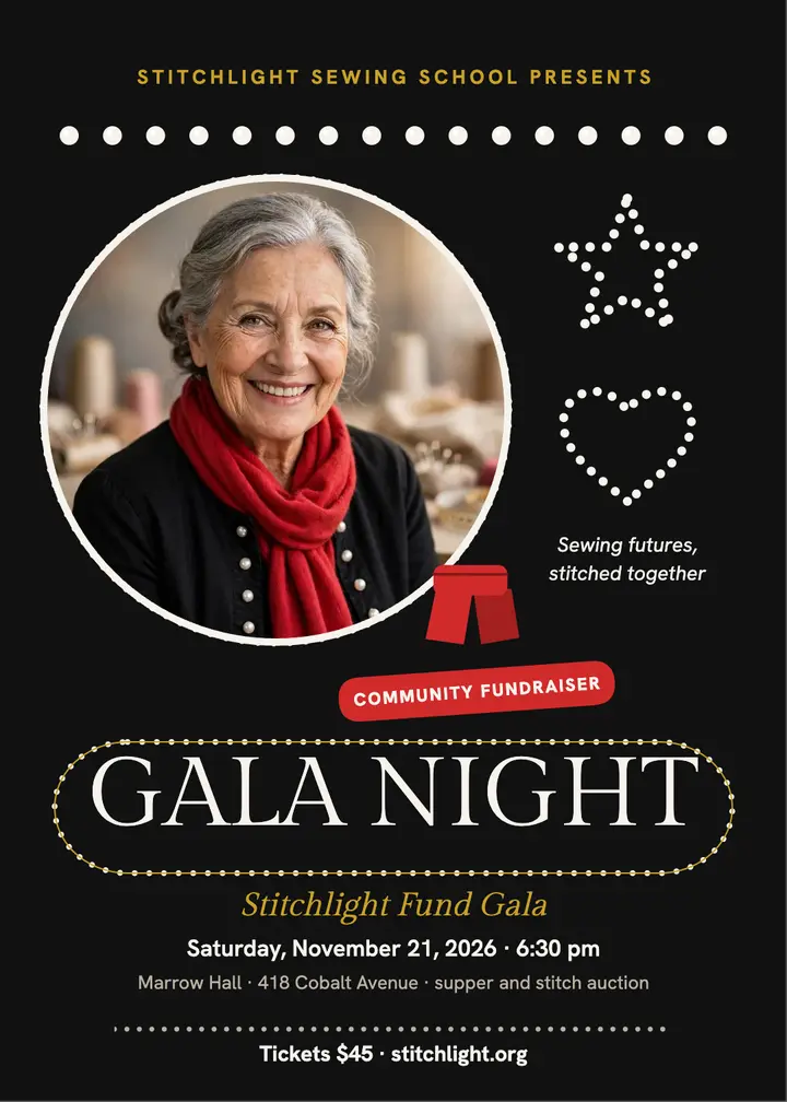 Stitchlight Fund gala night invitation template