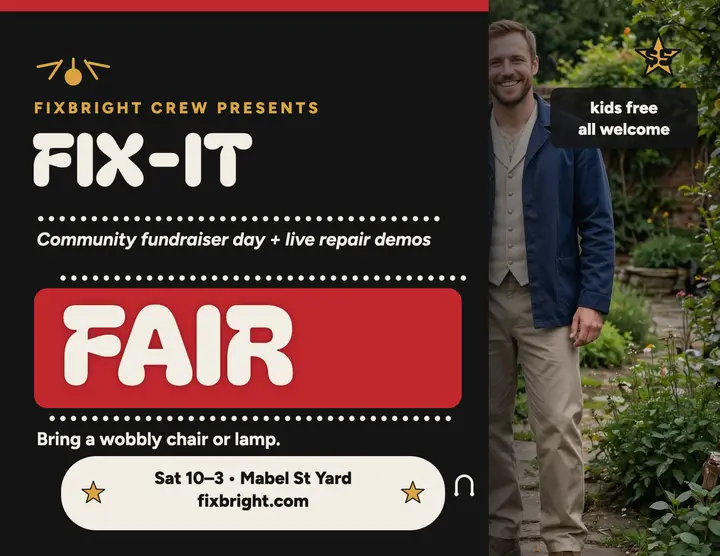Fixbright Fix-It Fair fundraiser flyer template