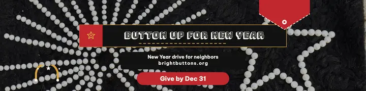 Bright Buttons Fund New Year banner: new year fundraiser banner template