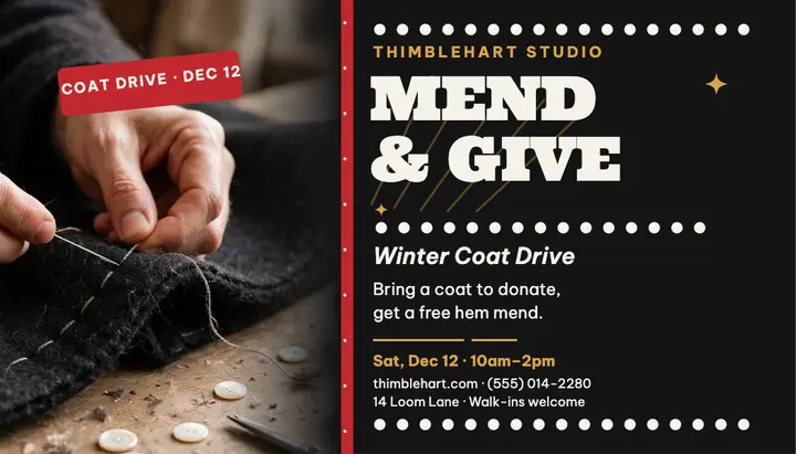Thimblehart Studio coat drive card template