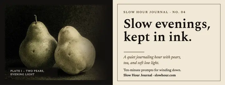 Slow Hour Journal slow evening cover: pear journaling cover template