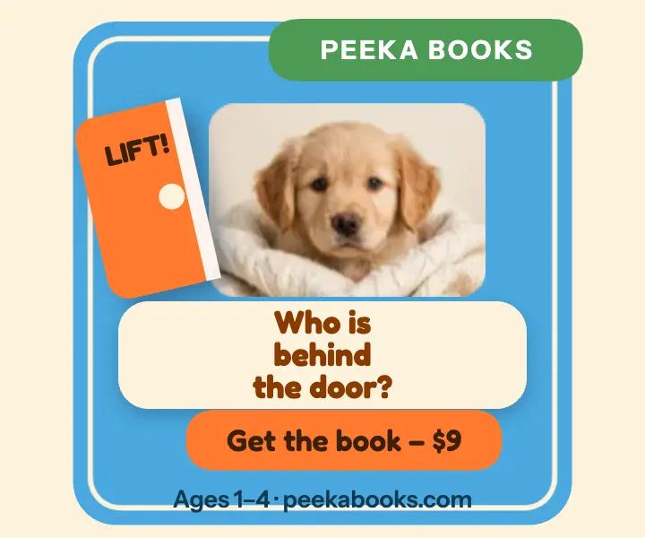 Peeka Books flap game puppy ad template